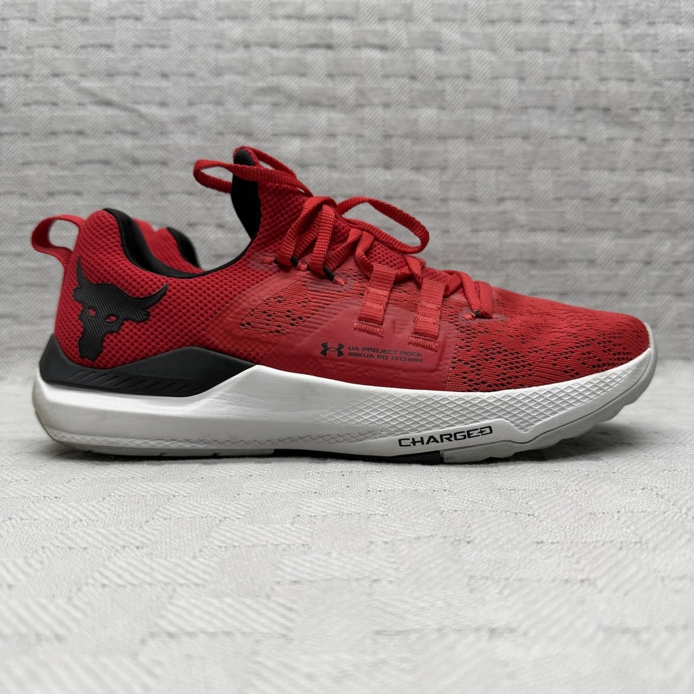Under Armour Project Rock Shoes Mens Size 9 Red Training Sneakers 3023006-600